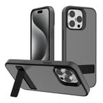 For iPhone 15 Pro Kalebol Frosted Holder PC Hybrid TPU Phone Case(Black)