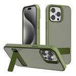 For iPhone 15 Pro Kalebol Frosted Holder PC Hybrid TPU Phone Case(Deep Green)