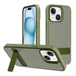 For iPhone 15 Plus Kalebol Frosted Holder PC Hybrid TPU Phone Case(Deep Green)