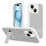 For iPhone 15 Kalebol Frosted Holder PC Hybrid TPU Phone Case(White)