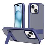 For iPhone 15 Kalebol Frosted Holder PC Hybrid TPU Phone Case(Royal Blue)