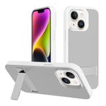 For iPhone 14 Kalebol Frosted Holder PC Hybrid TPU Phone Case(White)