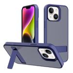 For iPhone 14 Kalebol Frosted Holder PC Hybrid TPU Phone Case(Royal Blue)