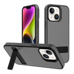 For iPhone 14 Kalebol Frosted Holder PC Hybrid TPU Phone Case(Black)