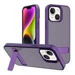 For iPhone 14 Kalebol Frosted Holder PC Hybrid TPU Phone Case(Dark Purple)