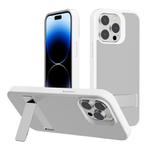 For iPhone 14 Pro Max Kalebol Frosted Holder PC Hybrid TPU Phone Case(White)