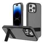 For iPhone 14 Pro Max Kalebol Frosted Holder PC Hybrid TPU Phone Case(Black)
