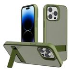For iPhone 14 Pro Max Kalebol Frosted Holder PC Hybrid TPU Phone Case(Deep Green)