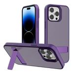 For iPhone 14 Pro Max Kalebol Frosted Holder PC Hybrid TPU Phone Case(Dark Purple)