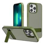 For iPhone 13 Pro Kalebol Frosted Holder PC Hybrid TPU Phone Case(Deep Green)