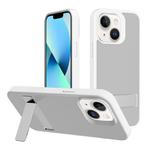 For iPhone 13 Kalebol Frosted Holder PC Hybrid TPU Phone Case(White)