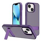 For iPhone 13 Kalebol Frosted Holder PC Hybrid TPU Phone Case(Dark Purple)