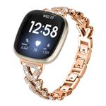 For Fitbit Versa 4 / 3 / Sense / Sense 2 20mm xDfind Small Twist Diamond Metal Watch Band(Rose Gold)