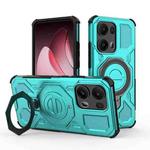 For OPPO Reno13 Pro 5G Global J-20 Solid Color MagSafe Magnetic TPU+PC Phone Case(Lake Blue)