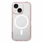 For iPhone 15 Plus Kalebol Clear MagSafe PC Hybrid TPU Shockproof Phone Case(Pink)