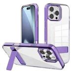 For iPhone 17 Pro Max Kalebol Holder Clear Acrylic Hybrid TPU Phone Case(Purple)