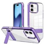 For iPhone 17 Kalebol Holder Clear Acrylic Hybrid TPU Phone Case(Purple)