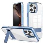 For iPhone 16 Pro Max Kalebol Holder Clear Acrylic Hybrid TPU Phone Case(Blue)
