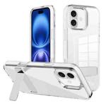 For iPhone 16 Plus Kalebol Holder Clear Acrylic Hybrid TPU Phone Case(Transparent)