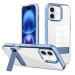 For iPhone 16 Kalebol Holder Clear Acrylic Hybrid TPU Phone Case(Blue)