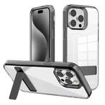 For iPhone 15 Pro Kalebol Holder Clear Acrylic Hybrid TPU Phone Case(Black)