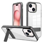For iPhone 15 Plus Kalebol Holder Clear Acrylic Hybrid TPU Phone Case(Black)
