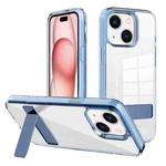 For iPhone 15 Plus Kalebol Holder Clear Acrylic Hybrid TPU Phone Case(Blue)