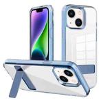 For iPhone 14 Kalebol Holder Clear Acrylic Hybrid TPU Phone Case(Blue)