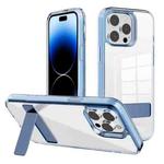 For iPhone 14 Pro Max Kalebol Holder Clear Acrylic Hybrid TPU Phone Case(Blue)