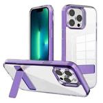For iPhone 13 Pro Kalebol Holder Clear Acrylic Hybrid TPU Phone Case(Purple)