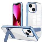 For iPhone 13 Kalebol Holder Clear Acrylic Hybrid TPU Phone Case(Blue)