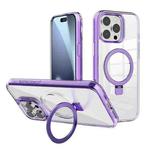 For iPhone 17 Pro Max Kalebol MagSafe Holder Simple Clear TPU Phone Case(Purple)