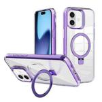 For iPhone 17 Kalebol MagSafe Holder Simple Clear TPU Phone Case(Purple)