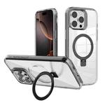 For iPhone 16 Pro Max Kalebol MagSafe Holder Simple Clear TPU Phone Case(Black)