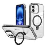 For iPhone 16 Kalebol MagSafe Holder Simple Clear TPU Phone Case(Black)