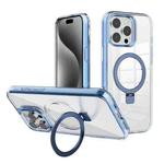 For iPhone 15 Pro Kalebol MagSafe Holder Simple Clear TPU Phone Case(Blue)