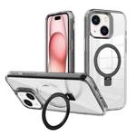 For iPhone 15 Plus Kalebol MagSafe Holder Simple Clear TPU Phone Case(Black)