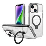 For iPhone 14 Kalebol MagSafe Holder Simple Clear TPU Phone Case(Black)