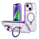 For iPhone 14 Kalebol MagSafe Holder Simple Clear TPU Phone Case(Purple)