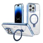 For iPhone 14 Pro Max Kalebol MagSafe Holder Simple Clear TPU Phone Case(Blue)