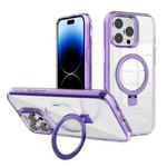 For iPhone 14 Pro Max Kalebol MagSafe Holder Simple Clear TPU Phone Case(Purple)