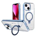 For iPhone 13 Kalebol MagSafe Holder Simple Clear TPU Phone Case(Blue)