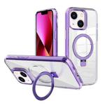 For iPhone 13 Kalebol MagSafe Holder Simple Clear TPU Phone Case(Purple)