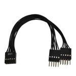 Desktop Computer Motherboard 2 in 1 9 Pin USB Adapter Extension Cable(Black)