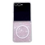 For Samsung Galaxy Z Flip7 5G Pearlescent Shell Texture MagSafe Phone Case(Pink)