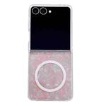 For Samsung Galaxy Z Flip7 5G Pearlescent Shell Texture MagSafe Phone Case(Pink Green)