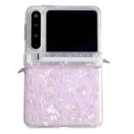 For Huawei Pura X Side Buckle Axis Pearlescent Shell Texture Phone Case(Pink)