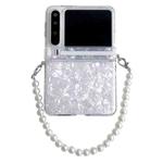 For Huawei Pura X Side Buckle Axis Pearlescent Shell Texture Phone Case with Bracelet(White)