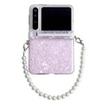 For Huawei Pura X Side Buckle Axis Pearlescent Shell Texture Phone Case with Bracelet(Pink)