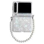 For Huawei Pura X Side Buckle Axis Pearlescent Shell Texture Phone Case with Bracelet(Beige)